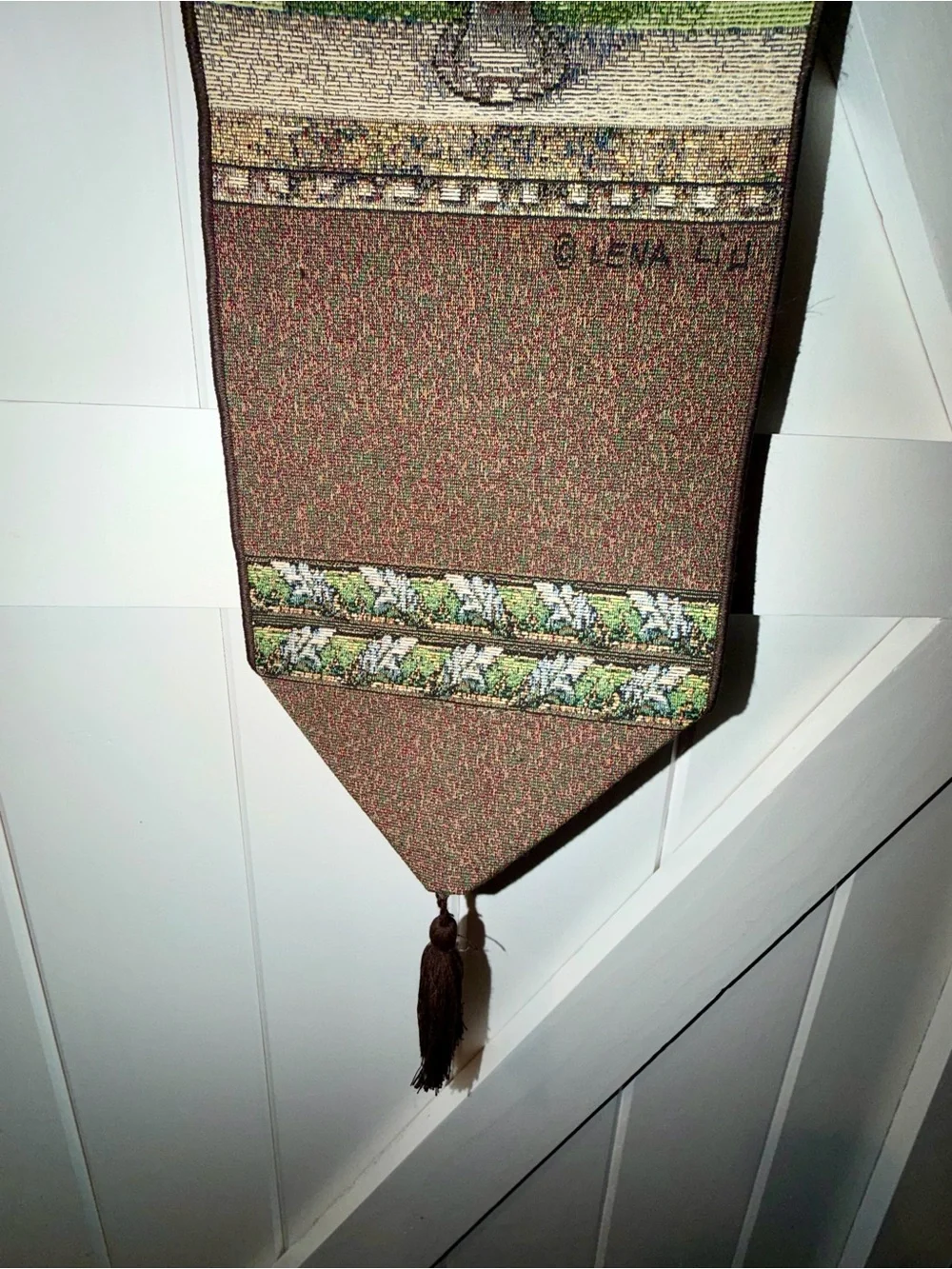 Brown Floral Scripture Wall Tapestry - 